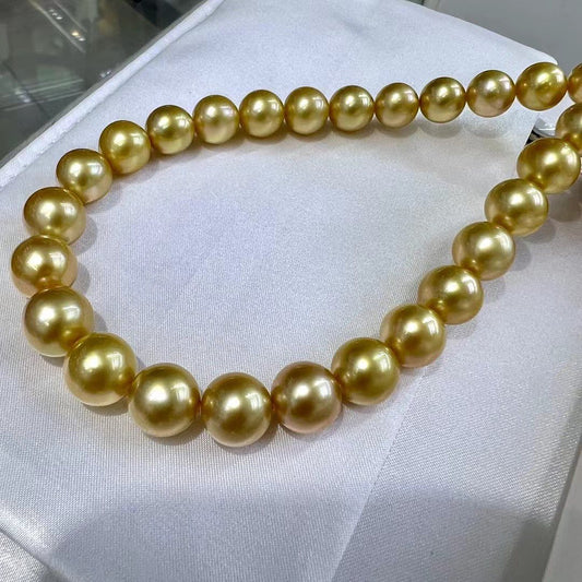 Strong Tea-Golden Color South Sea Pearls Necklace