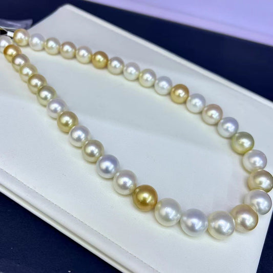 Golden&White Mix Color Australia & South Sea Pearls Necklace