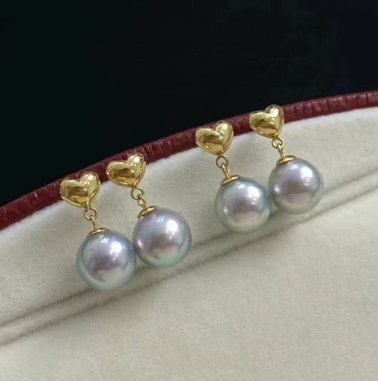 Silver Blue Gray Color MADAMA(Akoya) Pearls Earrings