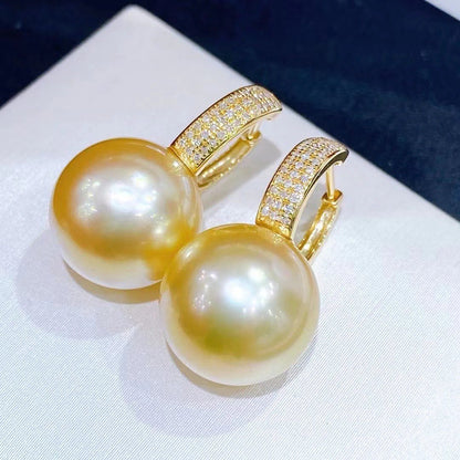 Rich Golden South Sea Pearls Earrings