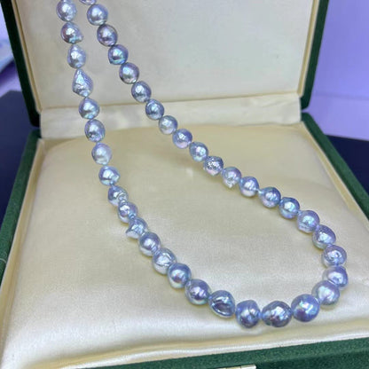 Silver-Blue Baroque MADAMA(Akoya) Pearls Necklace