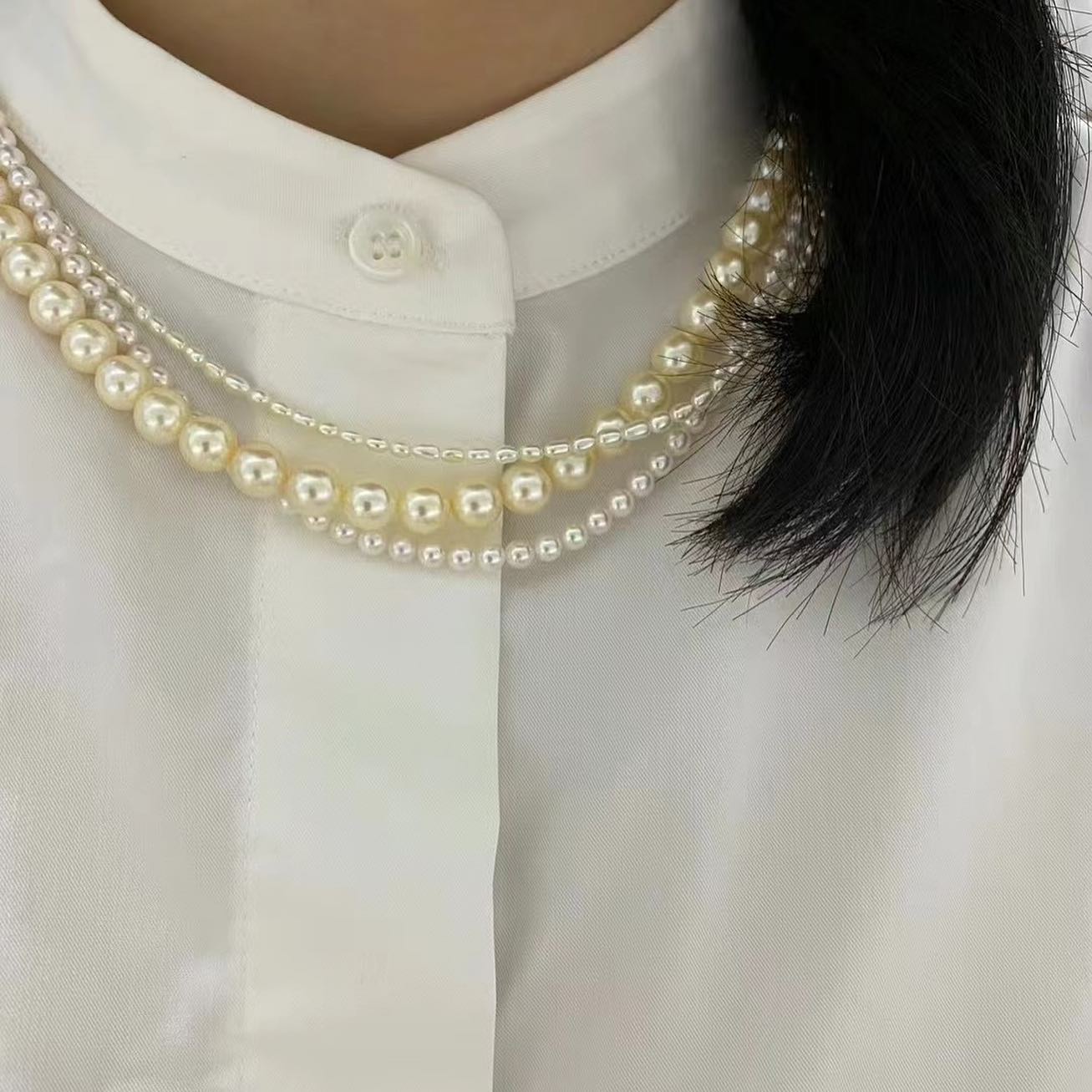 Champagne Gold Color Akoya Pearls Necklace