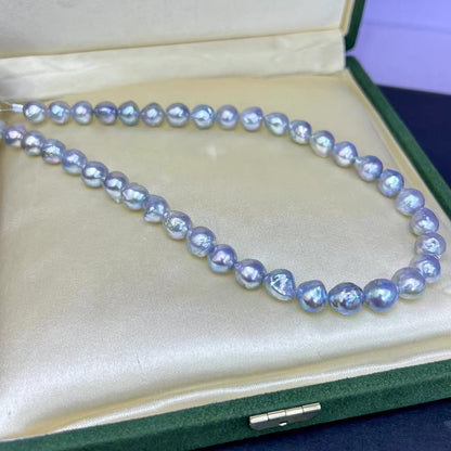 Silver-Blue Baroque MADAMA(Akoya) Pearls Necklace