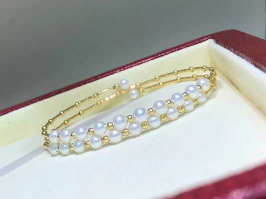 White Double Bracelet Freshwater Nucleated Pearls