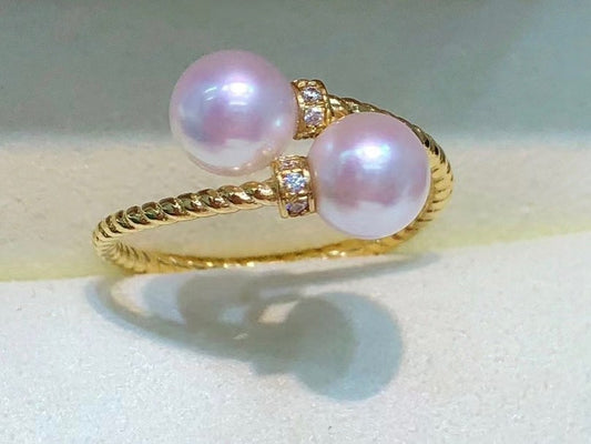 Sakura Pink Saltwater Akoya Pearls Ring