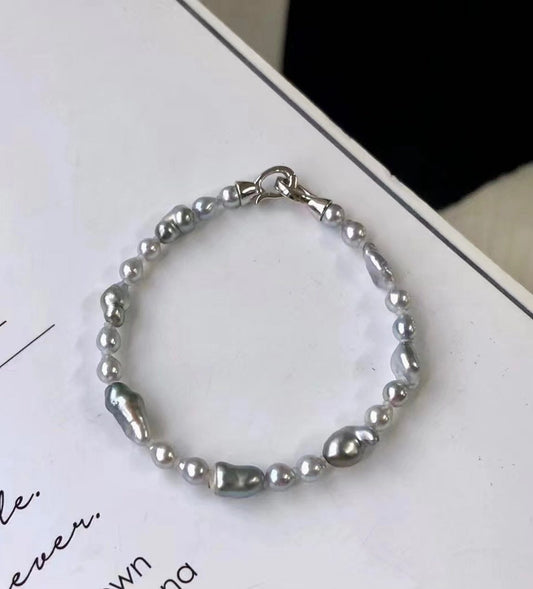 Platinum Grey Tahitian KESHI Pearls Bracelet