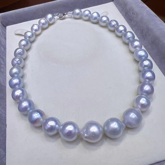 Silver-Blue Color Australia South Sea Pearls Necklace