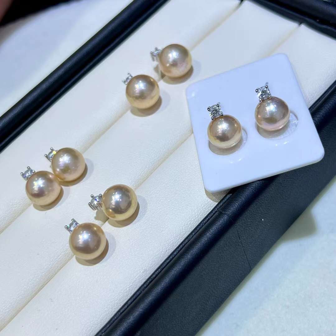 High quality aurora Metallic color Edison pearls earrings